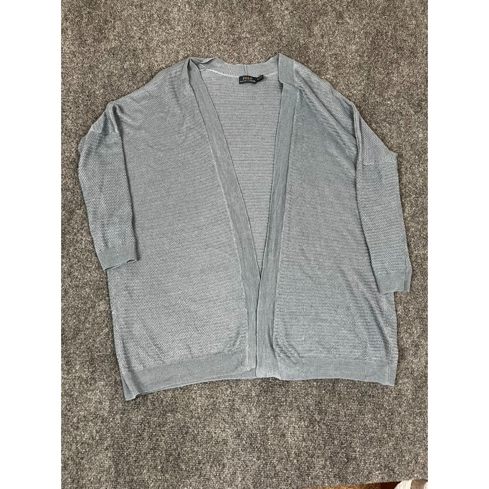 Polo Ralph Lauren Womens Gray Linen Viscose Open Front Cardigan Size S